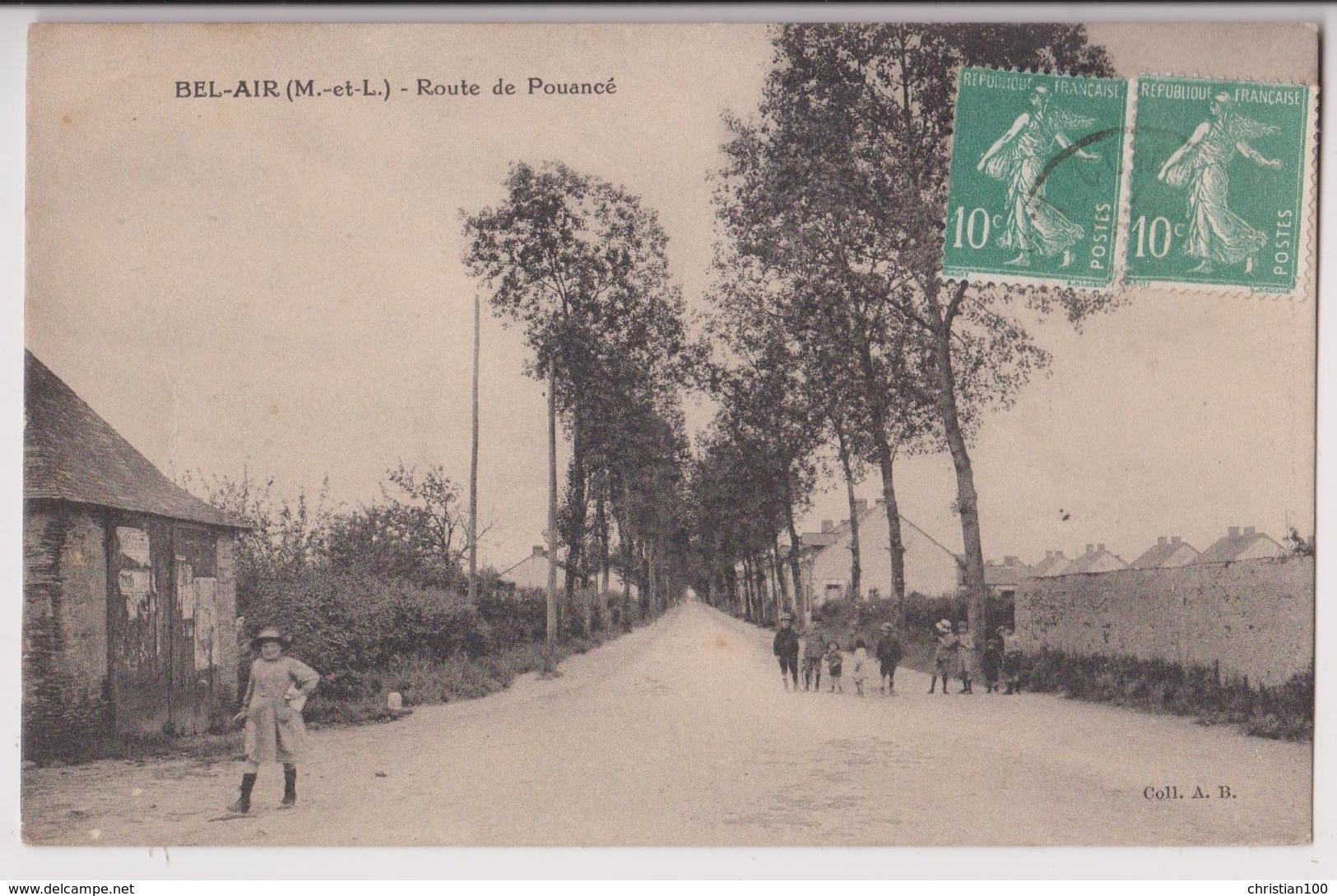 BEL AIR COMBREE (49) : ROUTE DE POUANCE - DES ECOLIERS - ECRITE  EN 1906 -d 2 SCANS D- - Autres & Non Classés