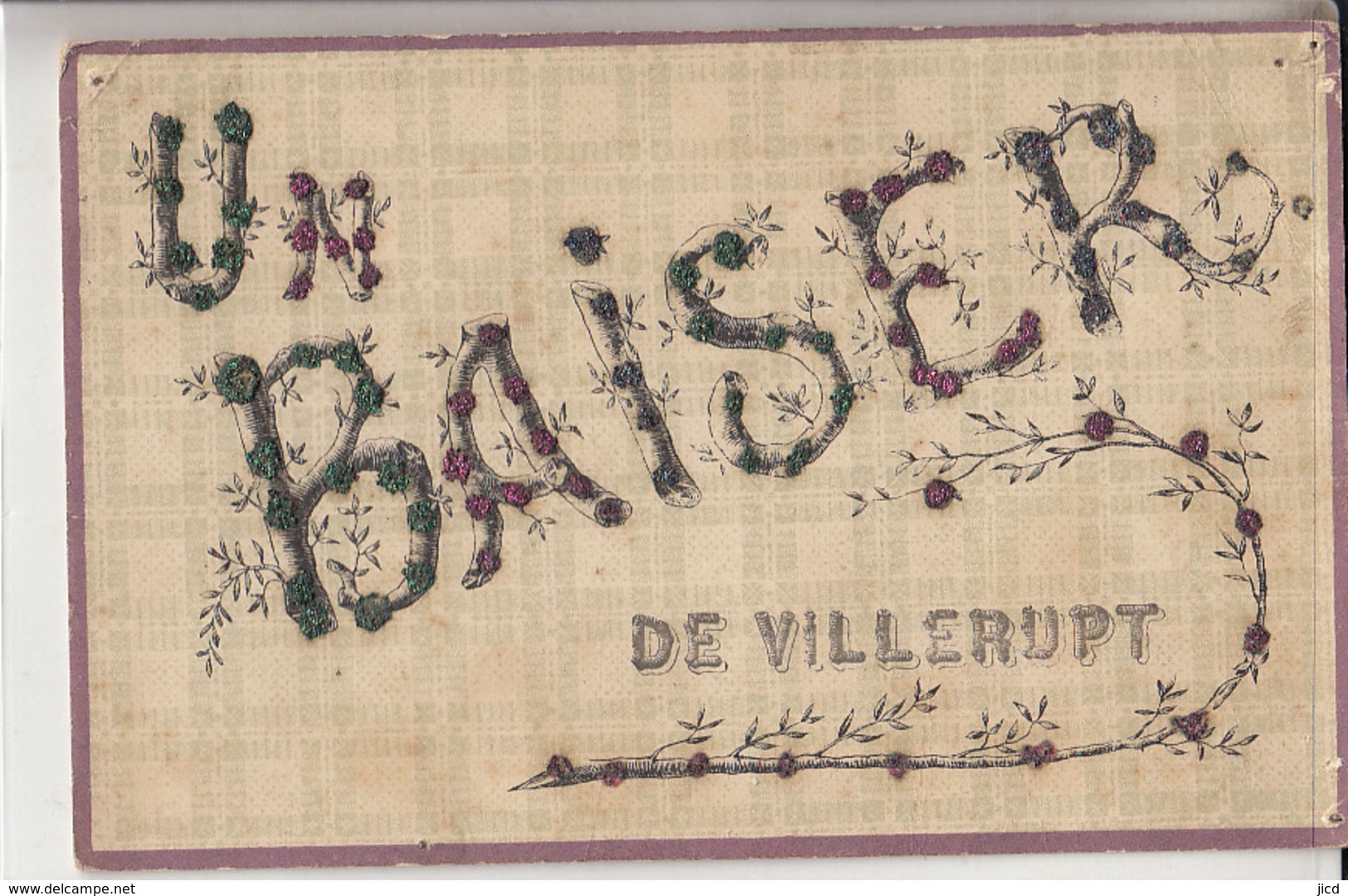 54- Villerupt Un Baiser Carte A Paillettes - Other & Unclassified