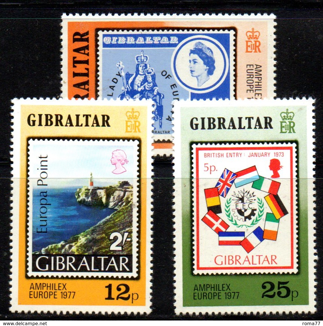 GIBILTERRA 1977 , Serie N. 364/366  MNH  ***  Europa Amphilex - Gibilterra