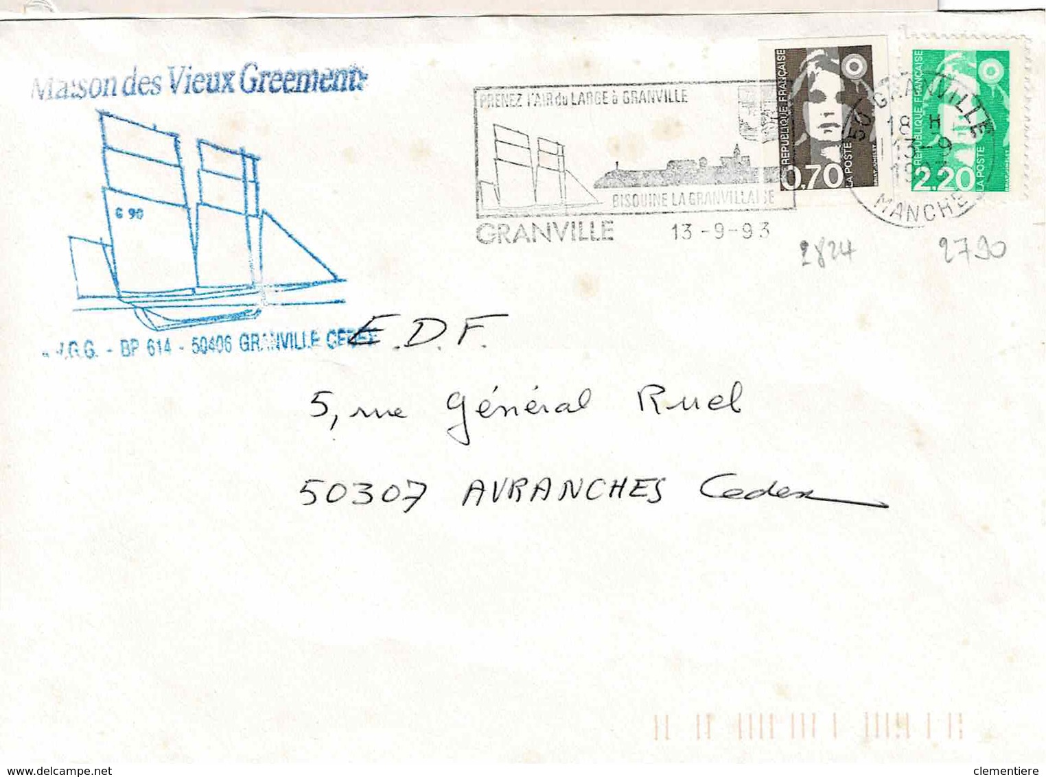 TP N° 2790 Et 2824 Sur Enveloppe De Granville ( Vieux Gréements) - 1961-....