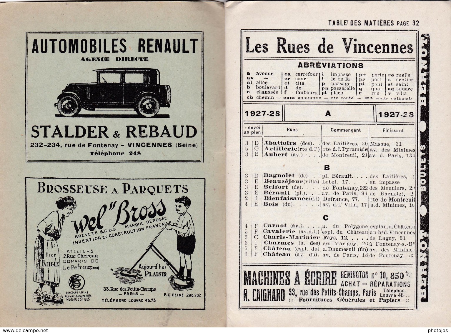 Les Guides Verts : Vincennes Saint Mandé (94) Plan Rues Renseignements En 1927/28  Publicités Commerciales - Europe