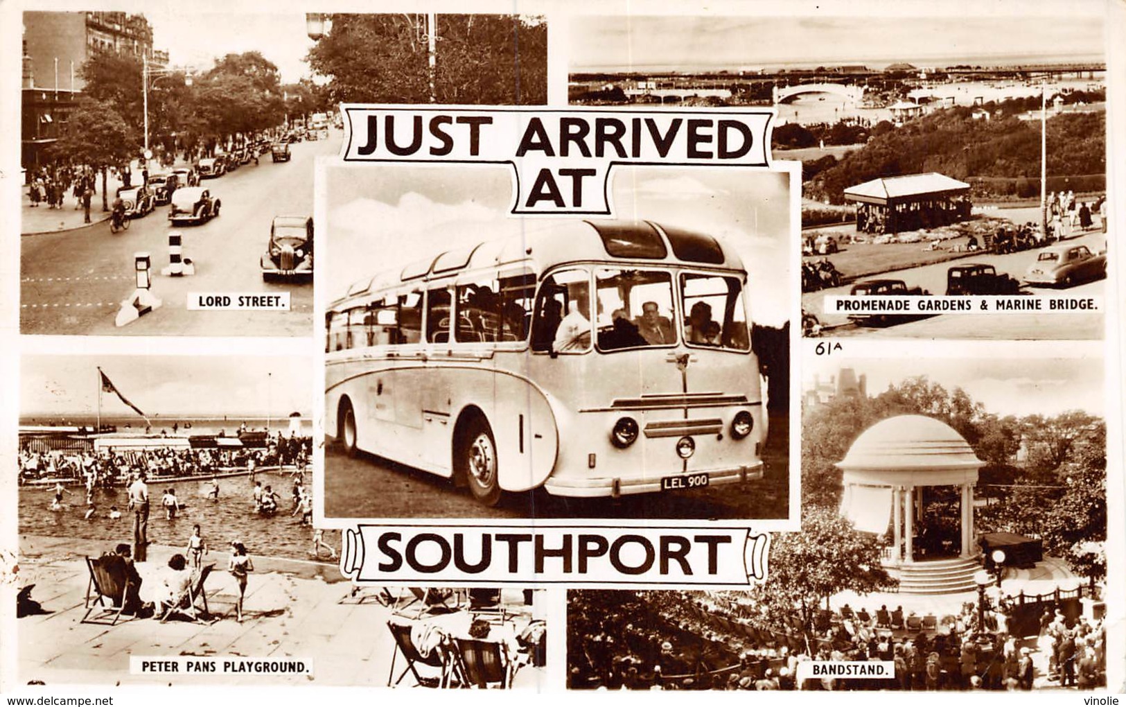 PIE.T.19-8914 : MULTIPLES VUES. JUST ARRIVED AT SOUTHPORT. AUTOCAR. BUS. CAR. - Southport