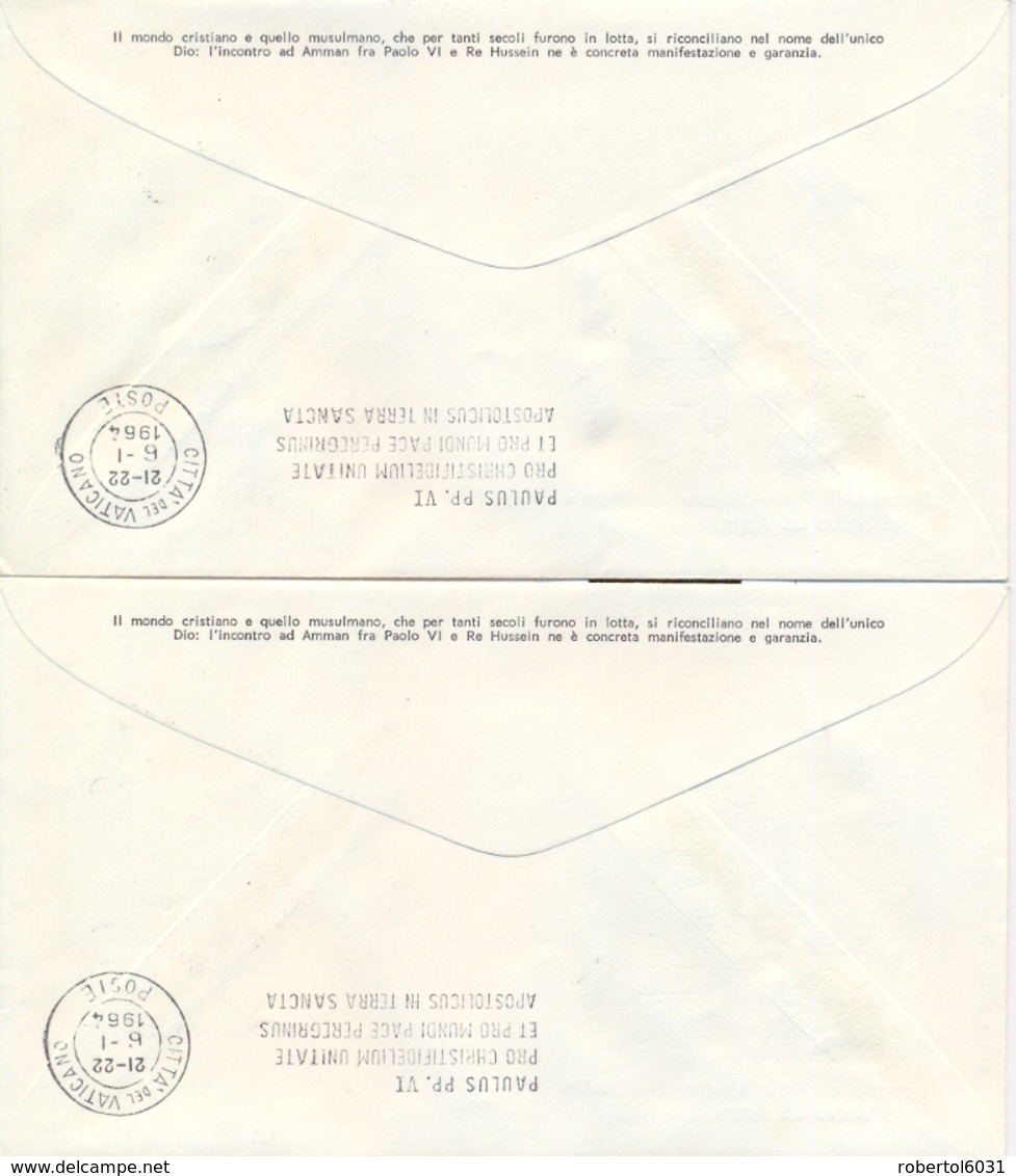 Jordan 1964 FDC Visit Of Pope Paul VI To The Holy Land On 2 Posted Covers - Papi