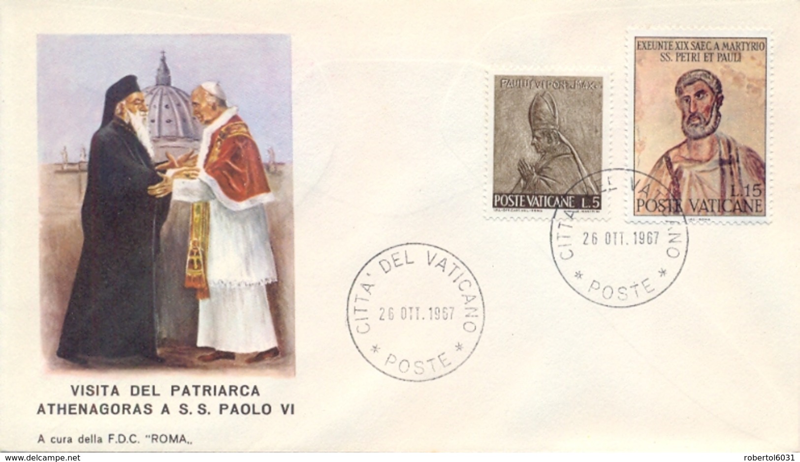 Vatican City 1967 Souvenir Cover Visit Of The Patriarch Athenagoras I - Papi