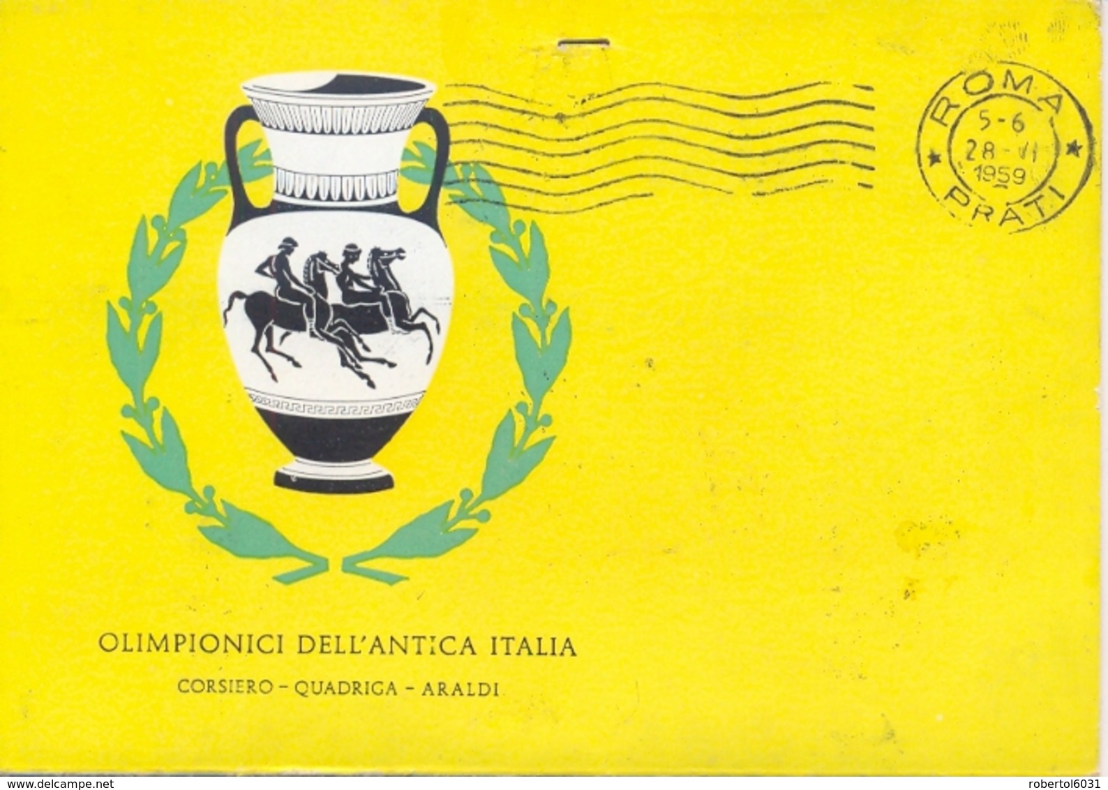 Italia Italy 1959 FDC Registered Postcard Summer Olympic Games 1960 In Rome Giochi Olimpici Estivi A Roma - Verano 1960: Roma