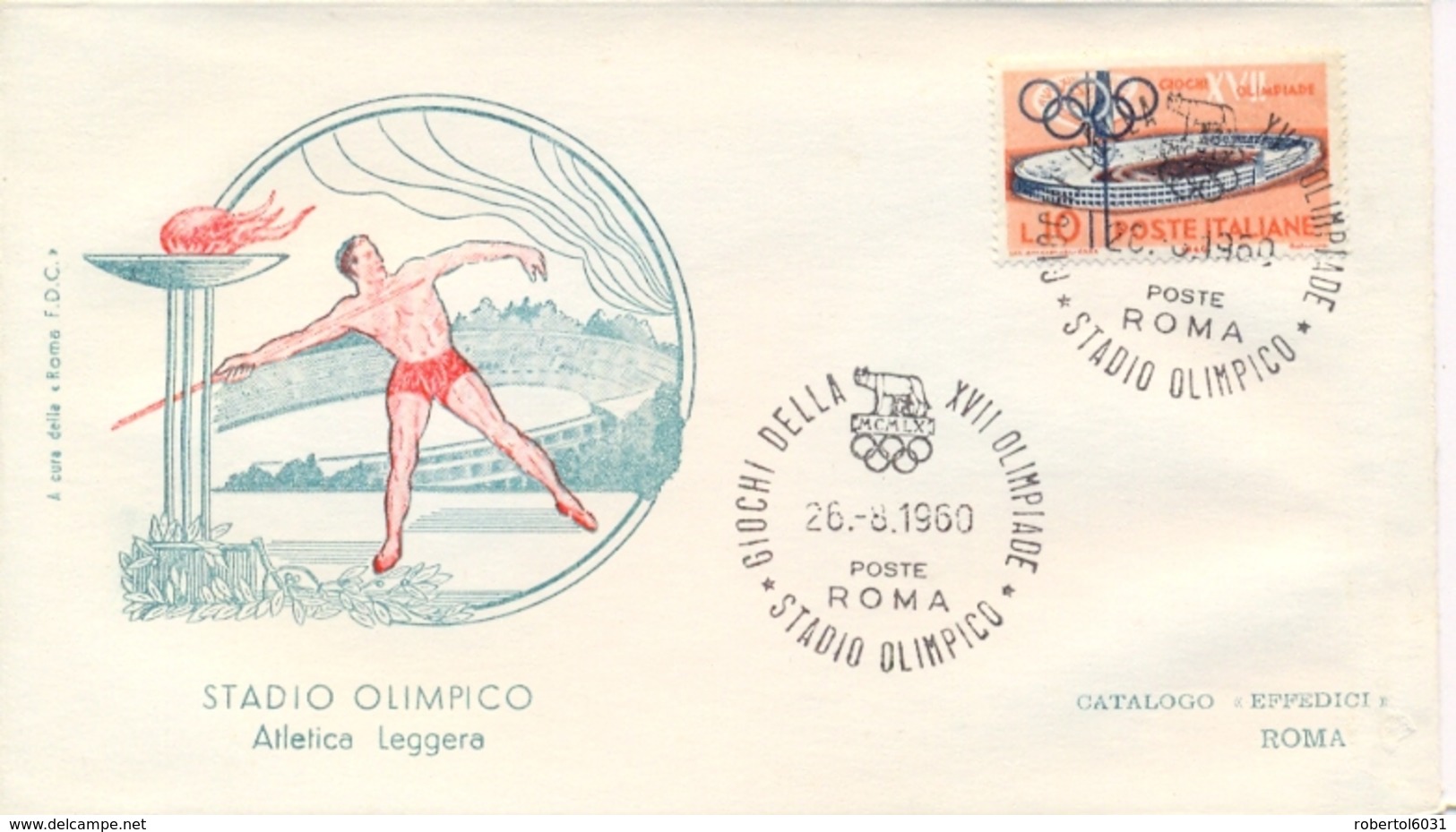 Italia Italy 1960 Annullo Speciale Su Busta 26 Agosto Roma Stadio Olimpico XVII Giochi Olimpici 17th Olympic Games - Estate 1960: Roma