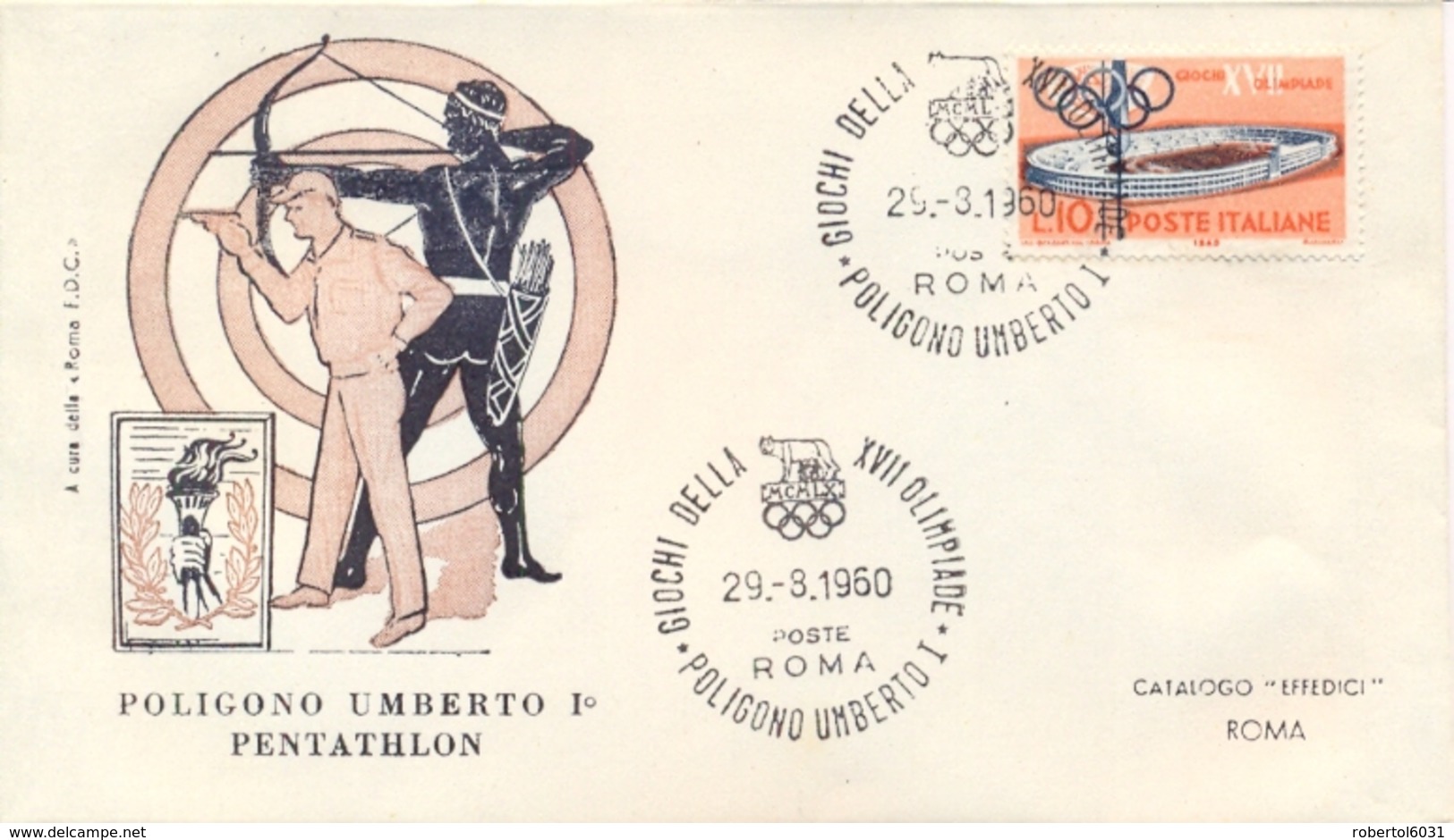 Italia Italy 1960 Annullo Speciale Su Busta 29 Agosto Roma Poligono Umberto I XVII Giochi Olimpici 17th Olympic Games - Estate 1960: Roma