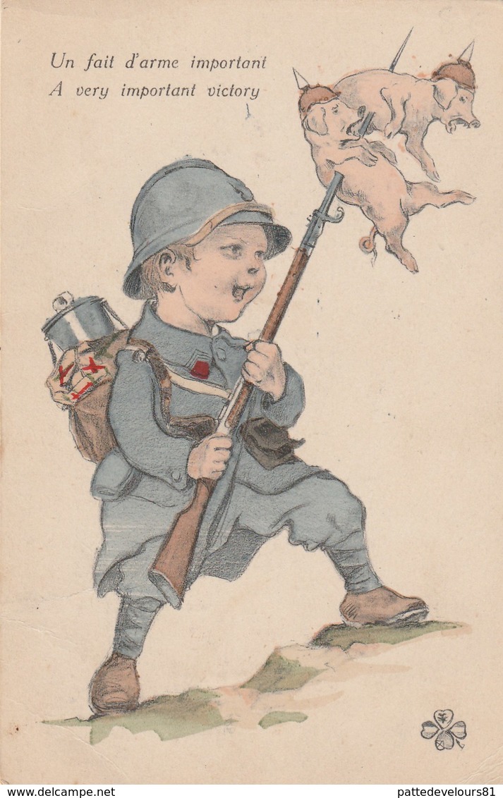 CPA Militaire Militaria Caricature Sairique Anti Allermagne Anti Boche Anti Germany Cochon Porc Pig Illustrateur 2 Scans - Patriottiche