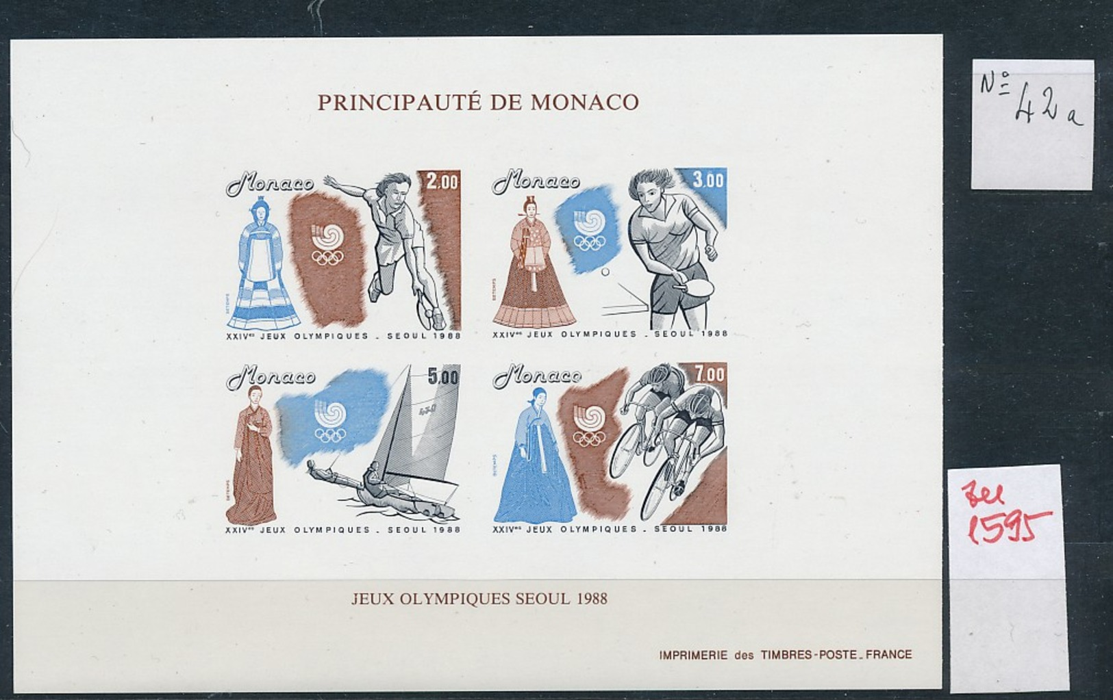 Monaco Block  Olympia 1988   ** GESCHNITTEN !   (zu1595  ) Siehe Scan - Bloques