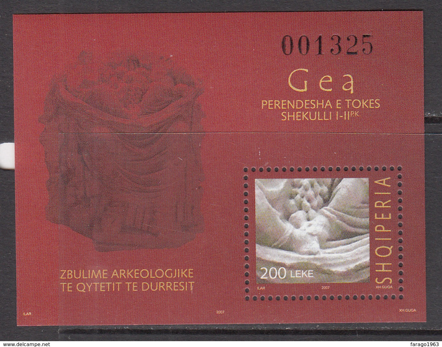 2007 Albania Albanie Archaeology Gaia GEA  "LIMITED EDITION"  MNH - Albania