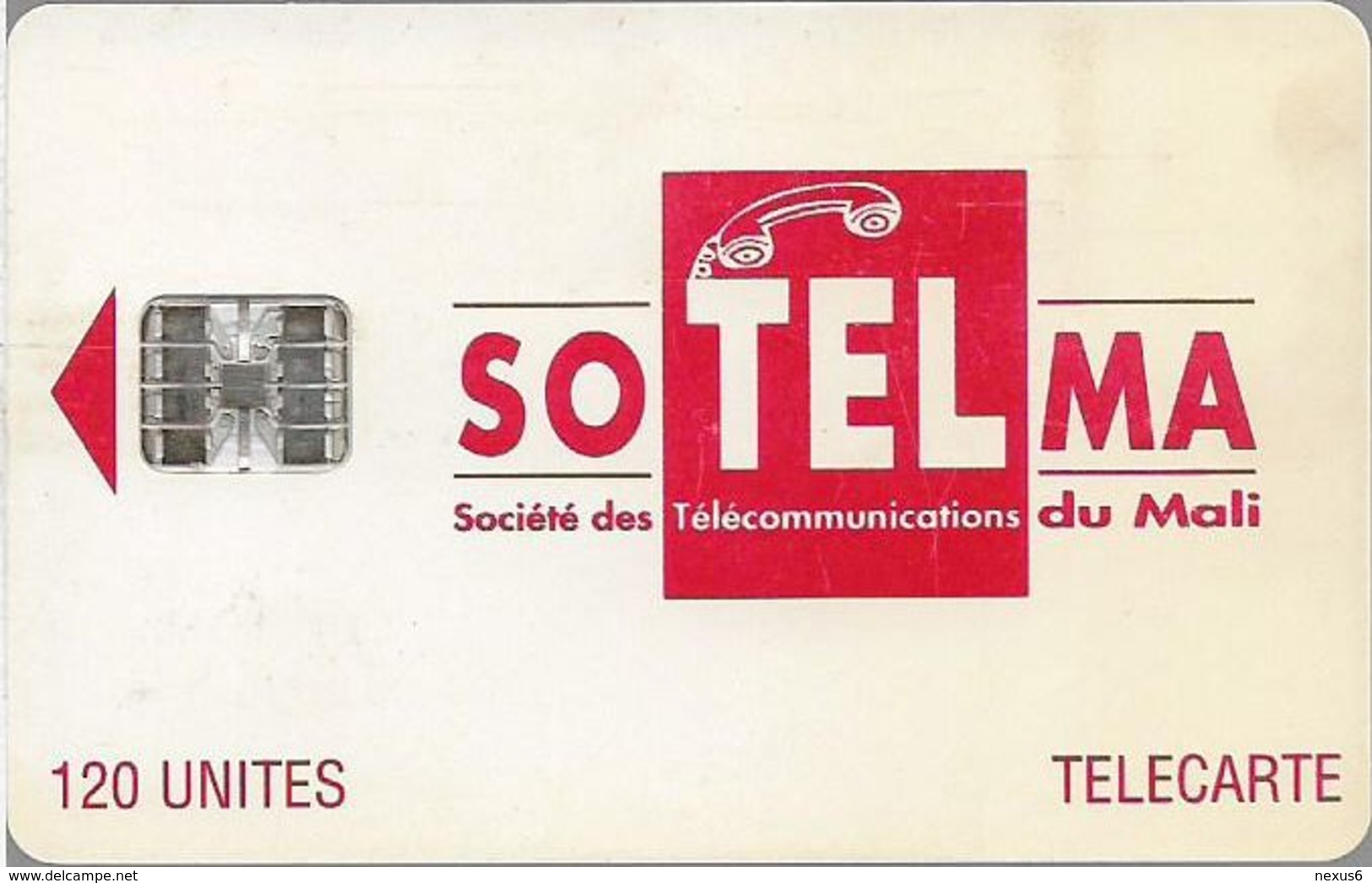 Mali - SoTelMa - Red Logo (SchlumbergerSema Issue Logo), 120U, 2 Impact Serials, SC7, Used - Mali