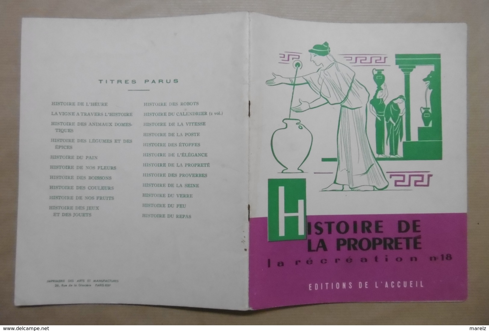 HISTOIRE DE LA PROPRETE La Récréation N°18 Editions De L'Accueil - Livret Scolaire 6-12 Ans - Hygiène Ancienne - 6-12 Ans