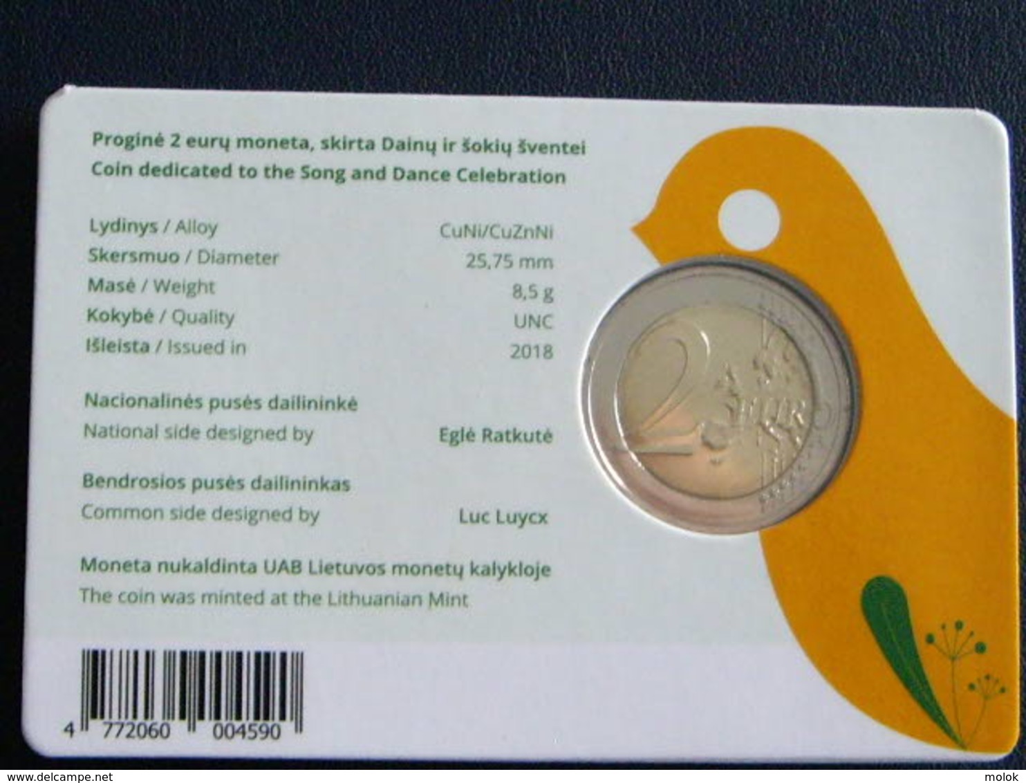 Lituanie Coin Card 2€ 2018 Song And Dance Celebration - Litouwen