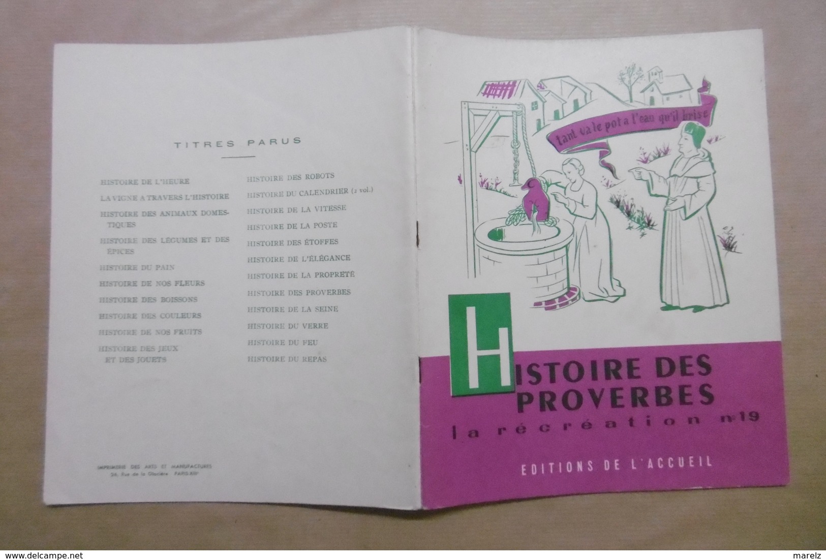 HISTOIRE DES PROVERBES La Récréation N°19 Editions De L'Accueil - Livret Scolaire 6-12 Ans - Humour Citations Anciennes - 6-12 Ans