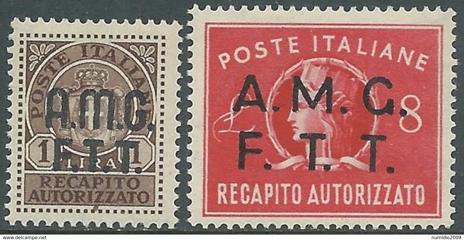 1947 TRIESTE A RECAPITO AUTORIZZATO 2 VALORI MNH ** - RA22-2 - Express Mail