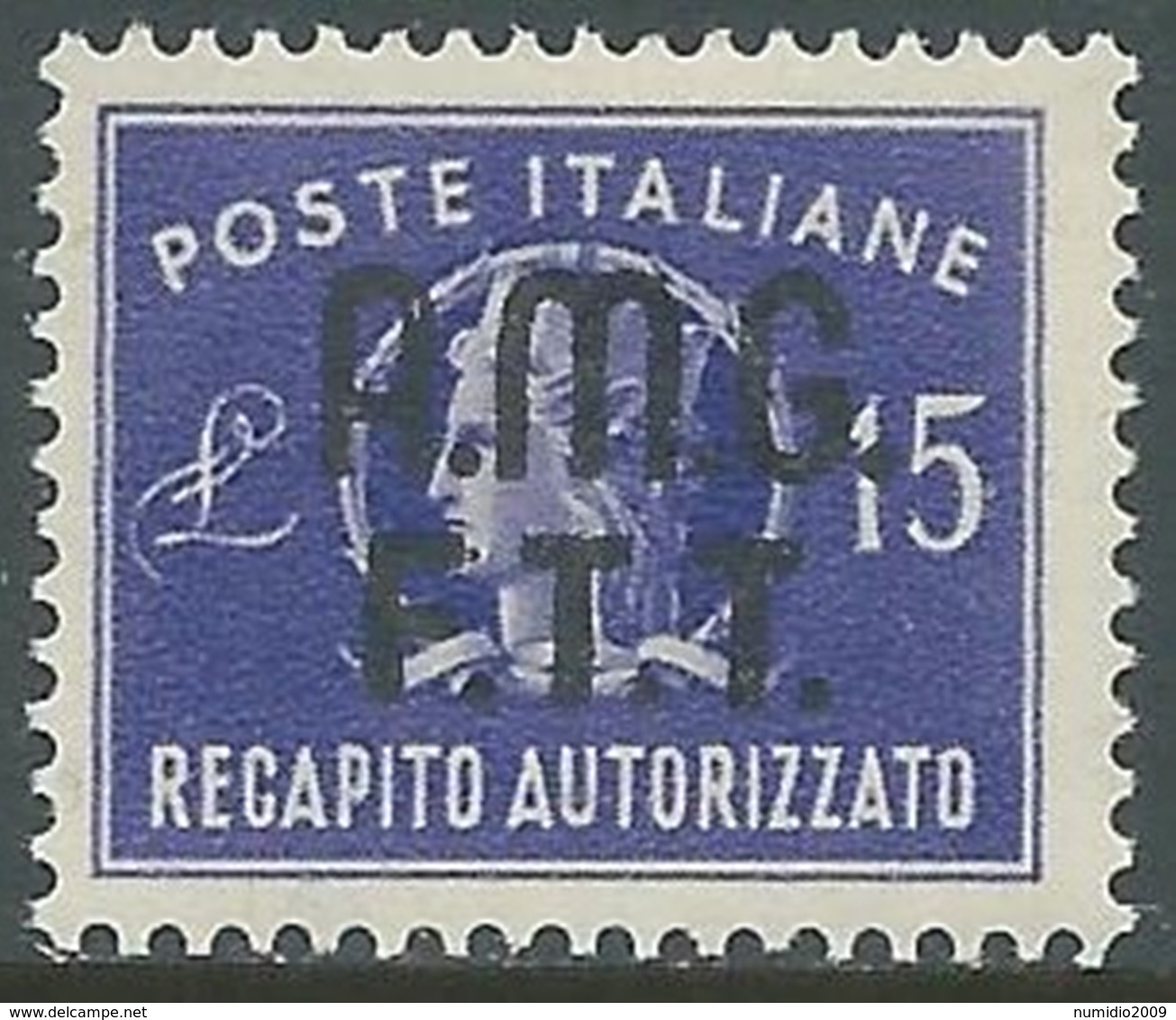 1949 TRIESTE A RECAPITO AUTORIZZATO 15 LIRE MNH ** - RA20-2 - Express Mail