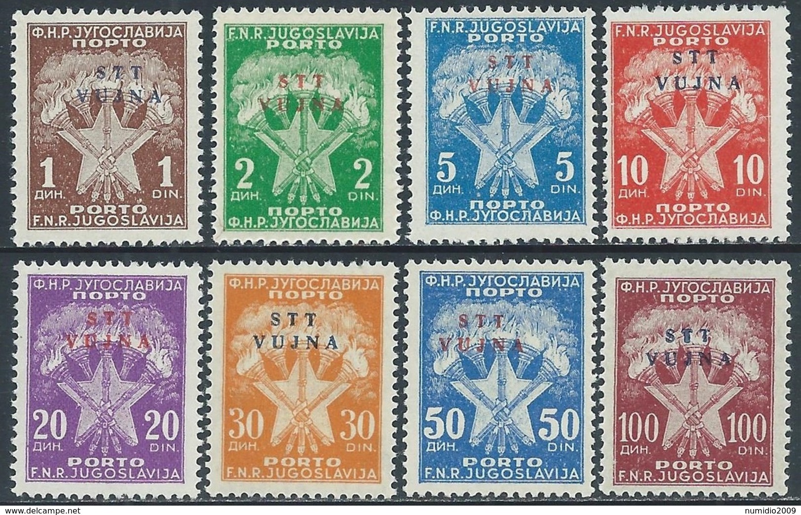 1952 TRIESTE B SEGNATASSE 8 VALORI MNH ** - RA22-9 - Postage Due