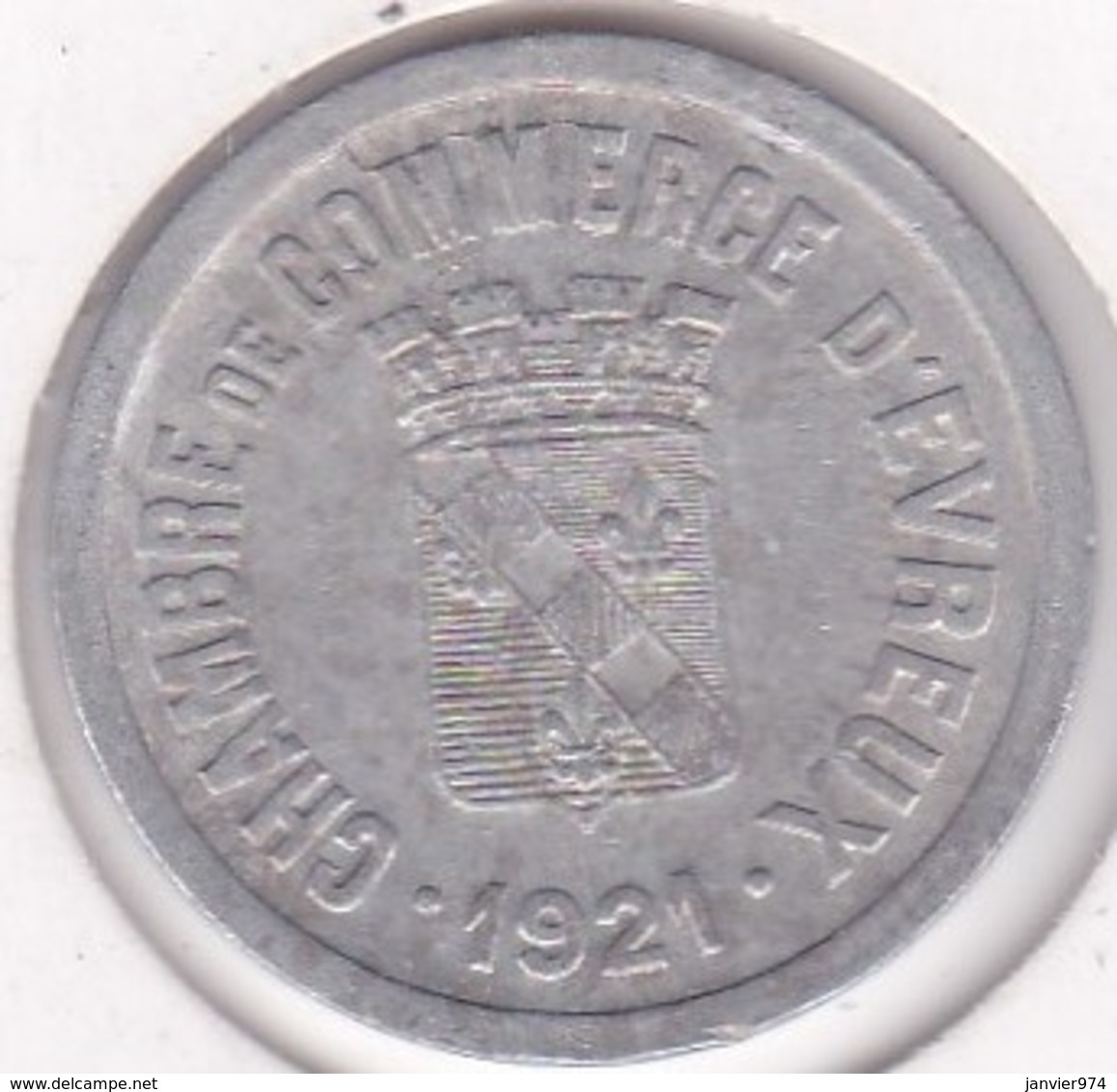 27. Eure. Evreux. Chambre De Commerce. 25 Centimes 1921, En Aluminium - Noodgeld