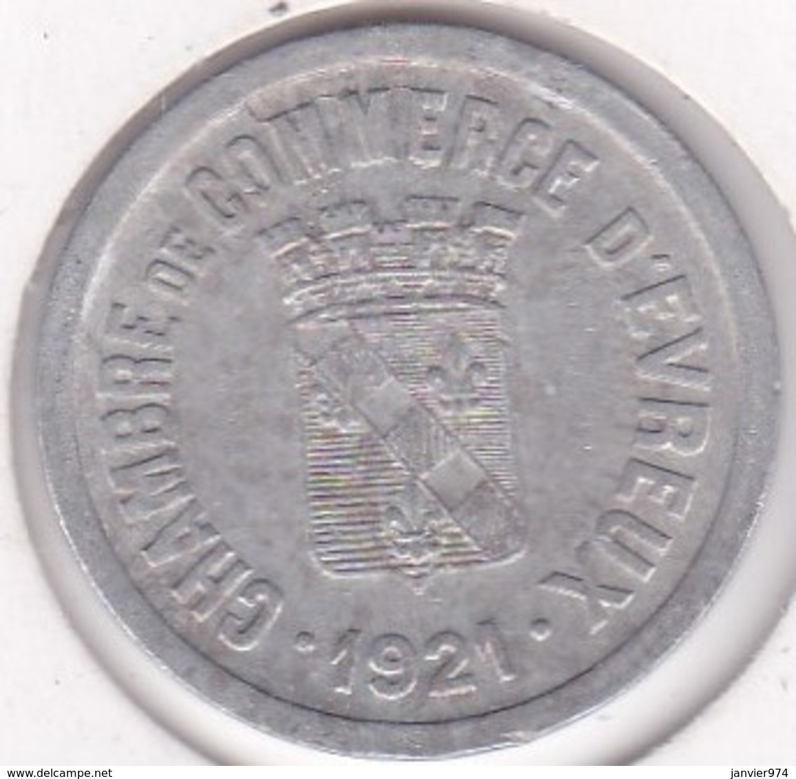 27. Eure. Evreux. Chambre De Commerce. 25 Centimes 1921, En Aluminium - Monétaires / De Nécessité