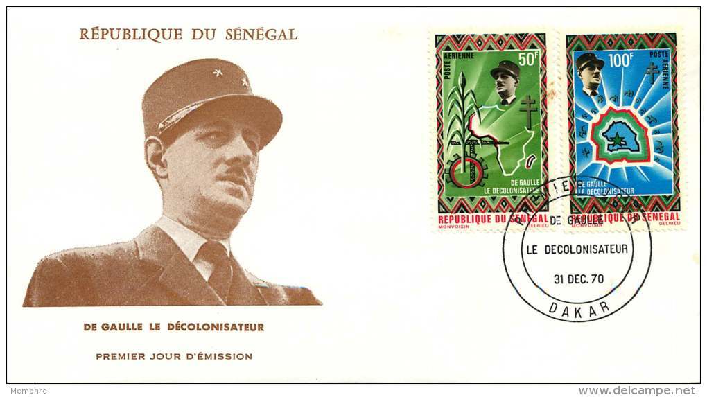 SENEGAL  1970   Général De Gaulle   Poste Aérienne   FDC Non Adressé - Senegal (1960-...)