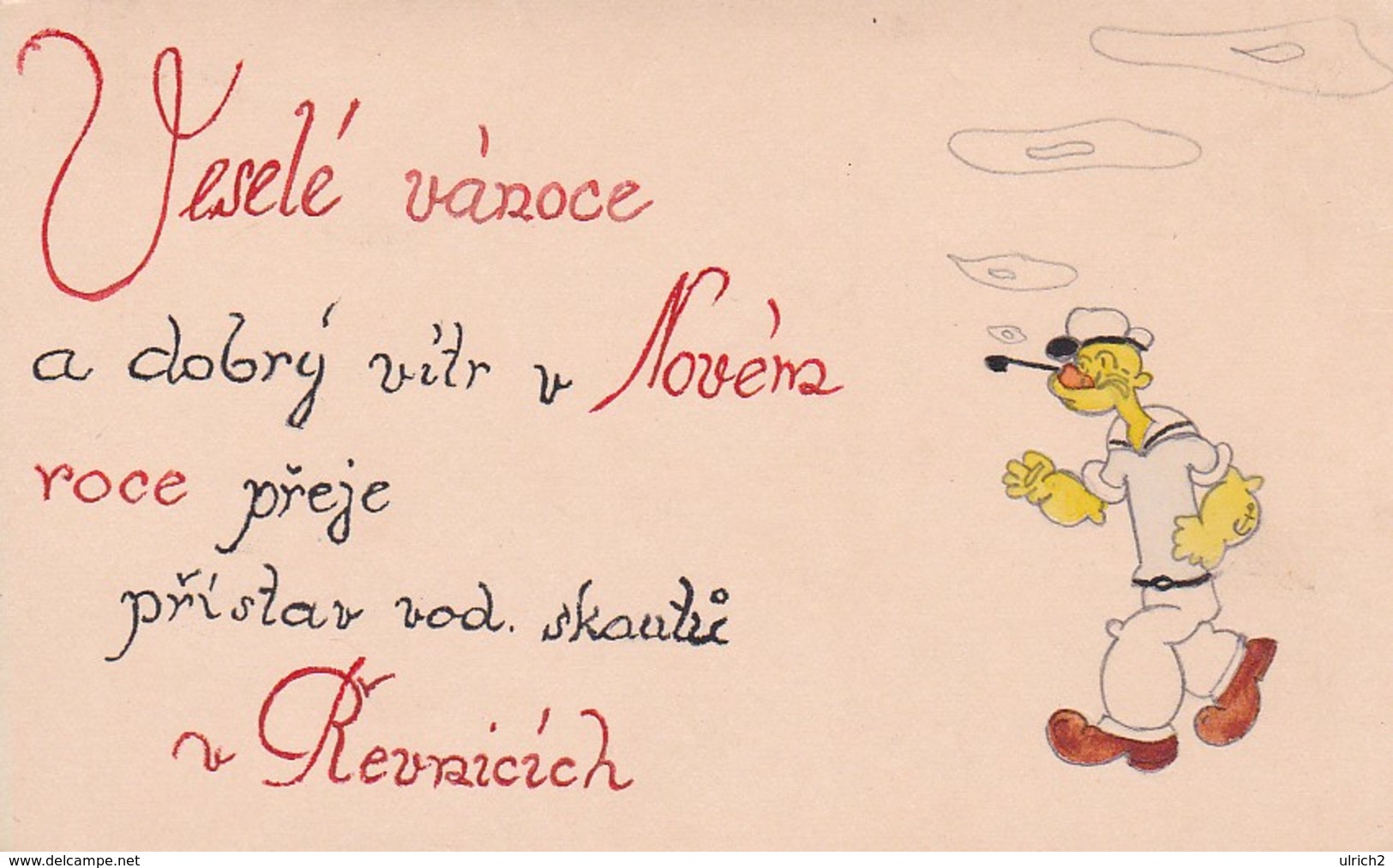 AK Veselé Vánoce - Popeye - Orig. Handzeichnung (42955) - Bandes Dessinées