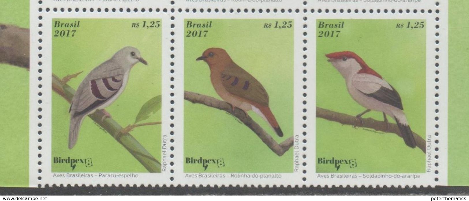 BRAZIL, 2017, MNH, BIRDS, BIRDPEX,3v - Other & Unclassified