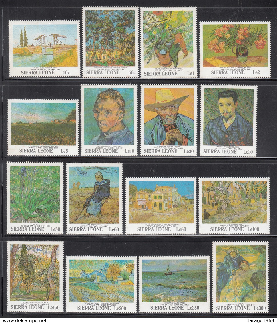 1991 Sierra Leone Van Gogh Art Paintings  Complete Set Of 16 MNH - Sierra Leone (1961-...)