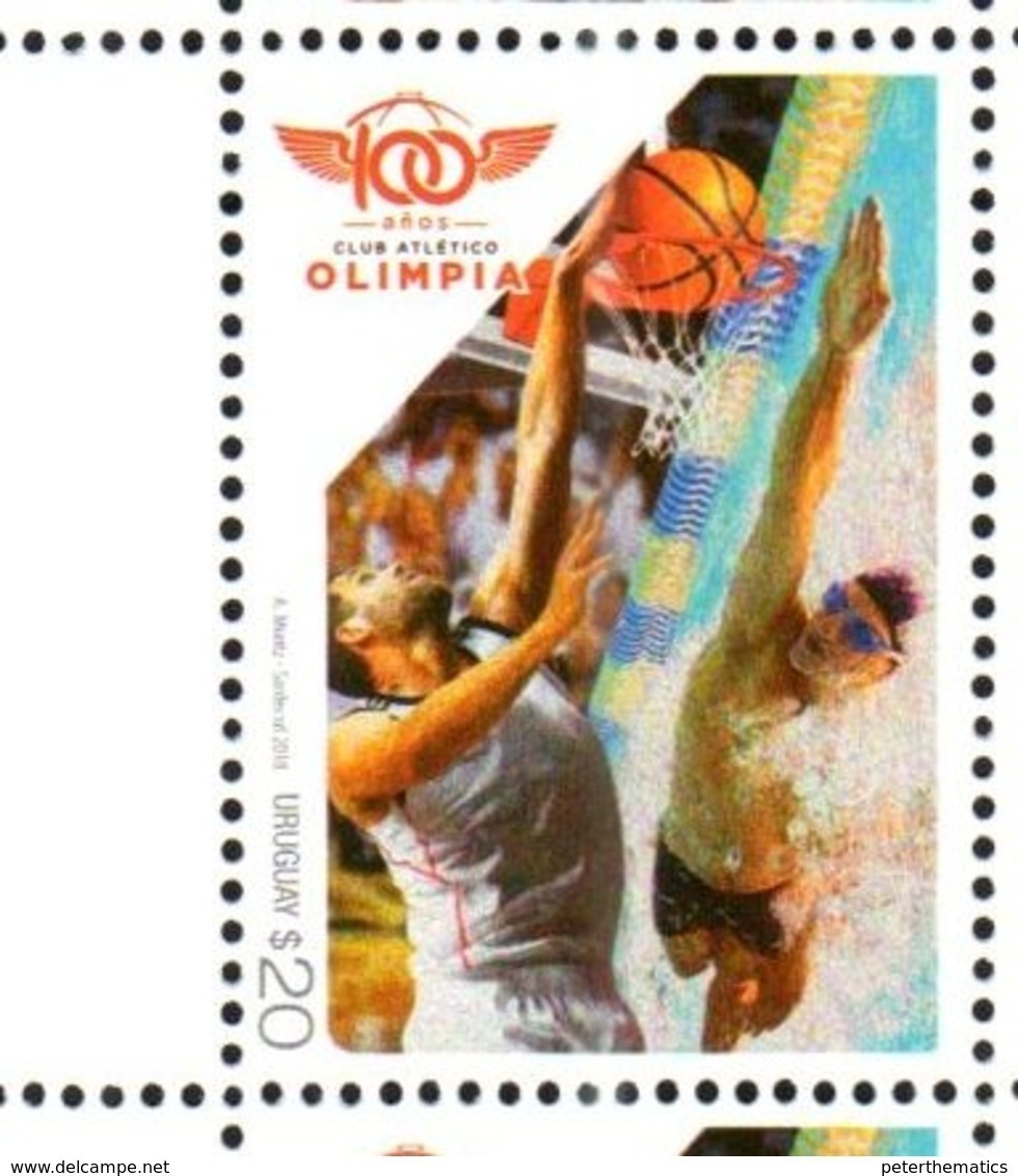 URUGUAY,2018, MNH,SPORTS, 100TH ANNIVERSARY OF CLUB ATLETICO OLIMPIA, BASKETBALL, SWIMMING, 1v - Basketball