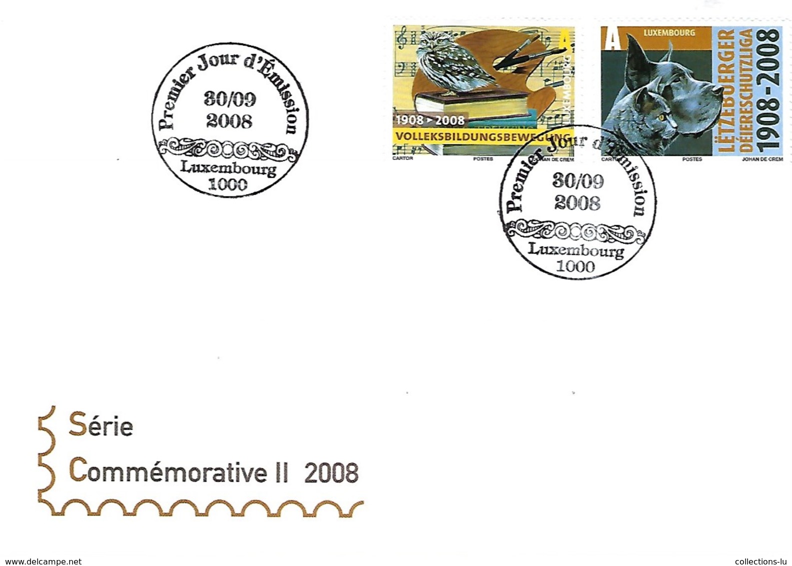 FDC - 30.9.2008  -   JOUR D'ÉMISSION    SÉRIE  COMMÉMORATIVE  II  2008 - FDC