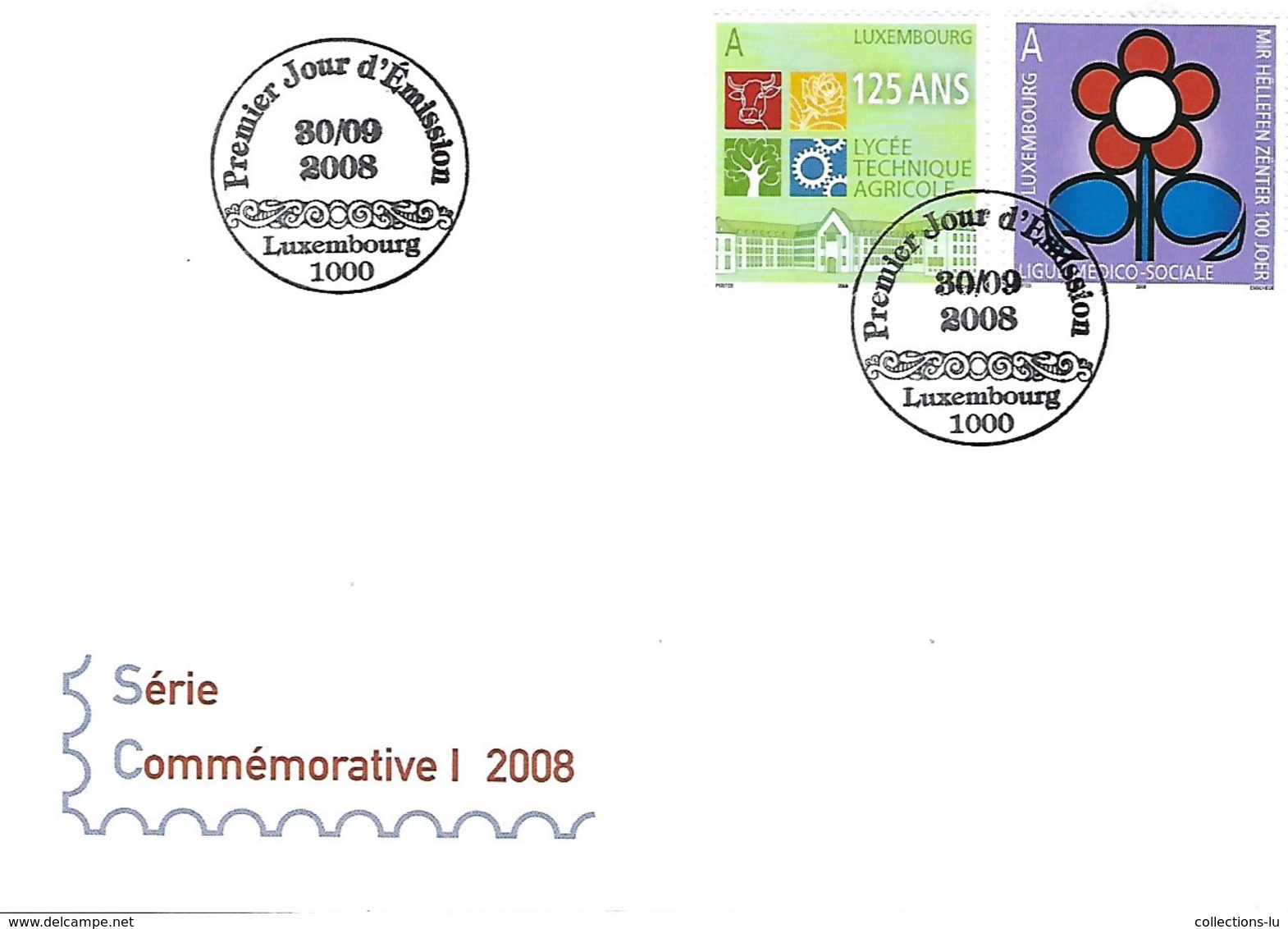 FDC - 30.9.2008  -   JOUR D'ÉMISSION    SÉRIE  COMMÉMORATIVE  I  2008 - FDC