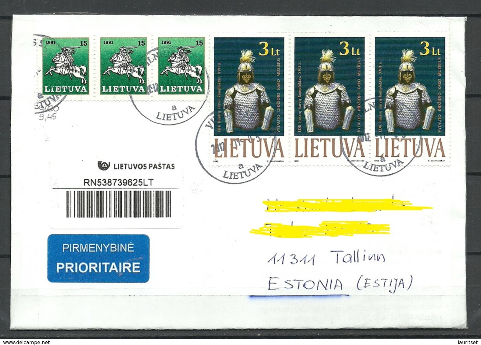 LITAUEN Lithuania 2012 Der Ritter Michel 713 (1999) X 3 Etc Auf R-Brief Registered Letter - Lithuania