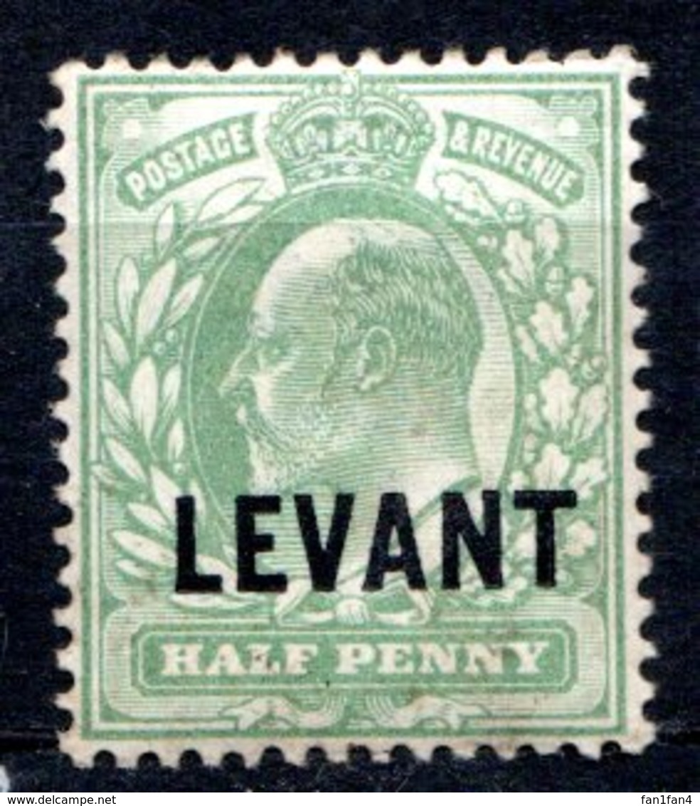 LEVANT - (Bureaux Anglais) - 1905 - N° 12 - 1/2 P. Vert-jaune - (Edouard VII) - (Surchargé : LEVANT) - Turkish Empire