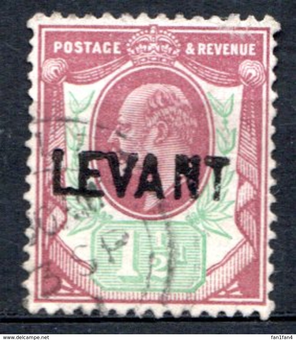 LEVANT - (Bureaux Anglais) - 1905 - N° 14 - 1 1/2 P.violet-brun Et Vert - (Edouard VII) - (Suchargé : LEVANT) - Turkish Empire