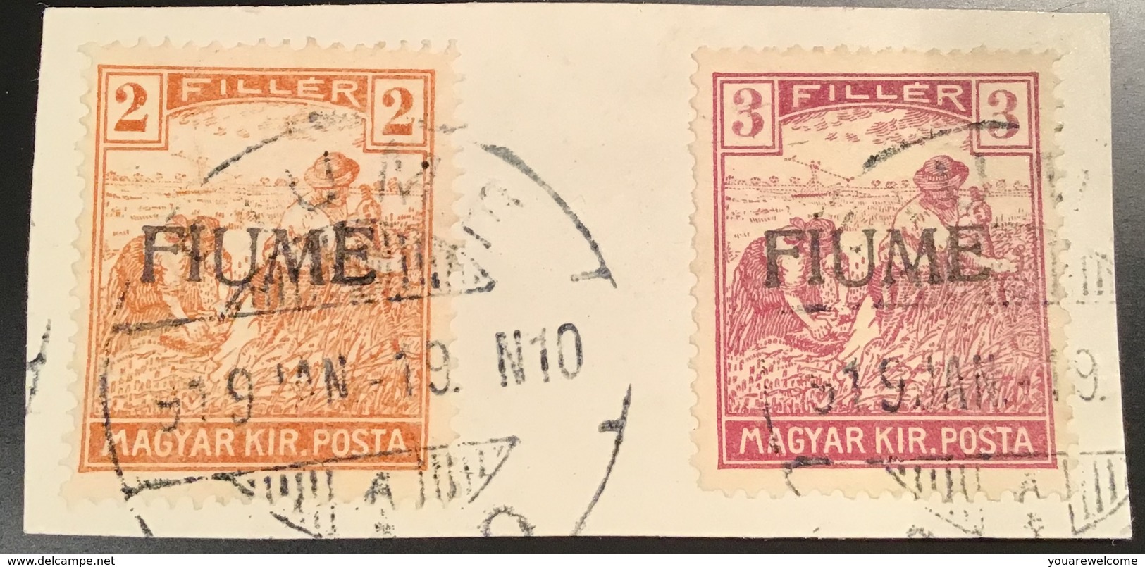 Fiume 1918-19  Sa. 4-5/ I EXPERT.A MANO TIPO III(Italia Italy Croatia Hungary Hongrie Yougoslavie Jugoslawien Yugoslavia - Fiume