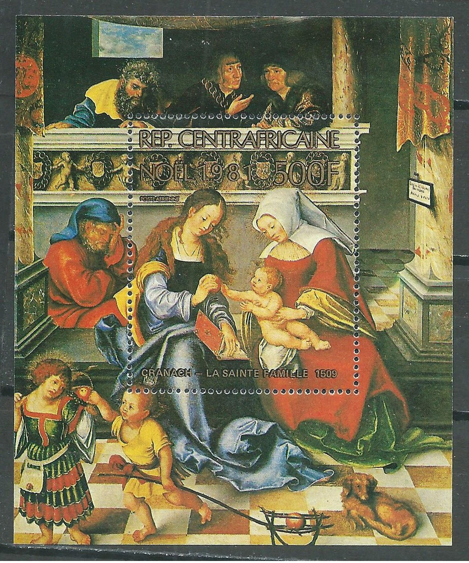 Centrafricaine Rép. Bloc-feuillet YT N°52 Noel 1981 Cranach La Sainte Famille Neuf/charnière * - Centrafricaine (République)