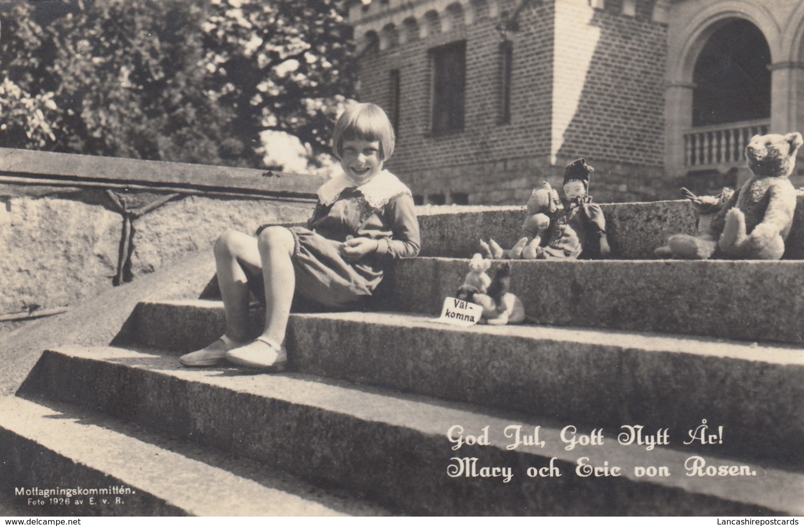 Postcard Egil ? Von Rosen On Steps Rockelstad Mansion Sparreholm Merry Christmas & New Year C 1926  My Ref  B13514 - Suède