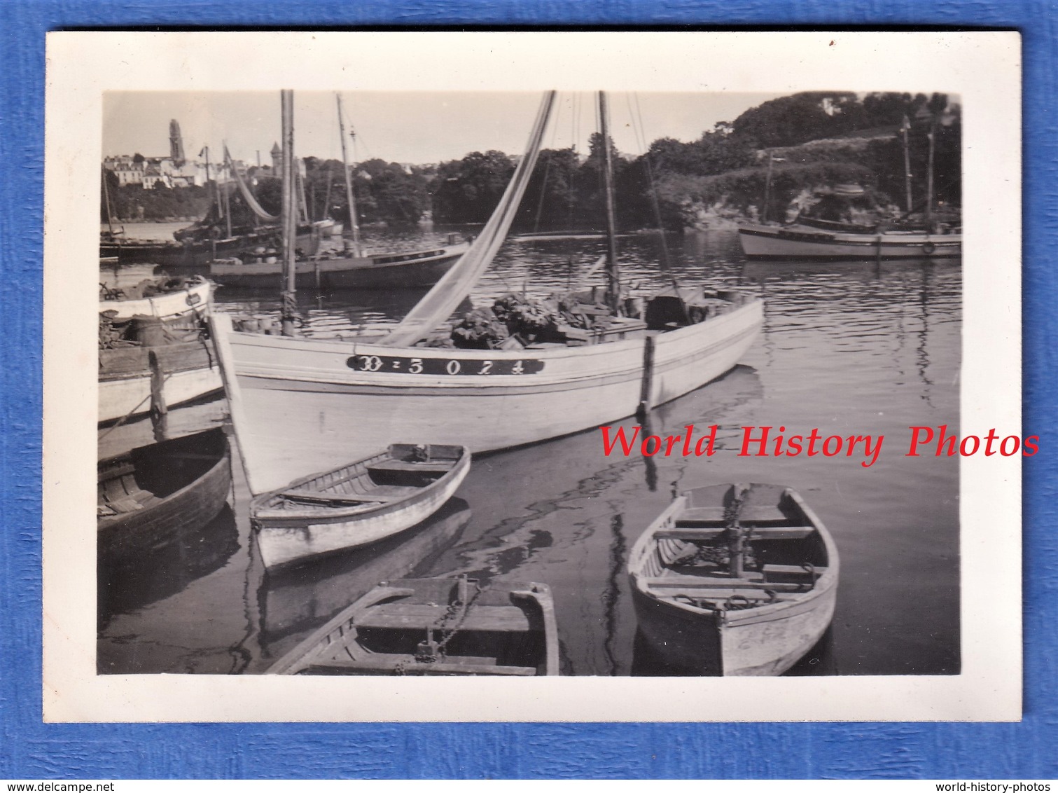 Photo Ancienne Snapshot - TREBOUL - Le Port - Bateau De Pêche De Douarnenez ? - Vers 1937 1938 - Bretagne - Barche