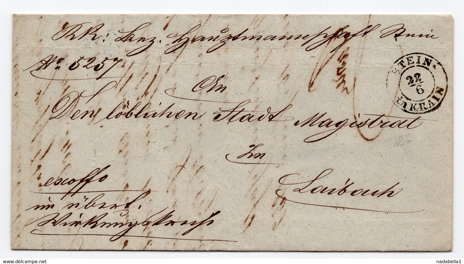 1852 SLOVENIA, KAMNIK TO LAIBACH,  STEIN 22.06.1852, AUSTRIA, AUSTRO HUNGARIAN EMPIRE - Slovenia