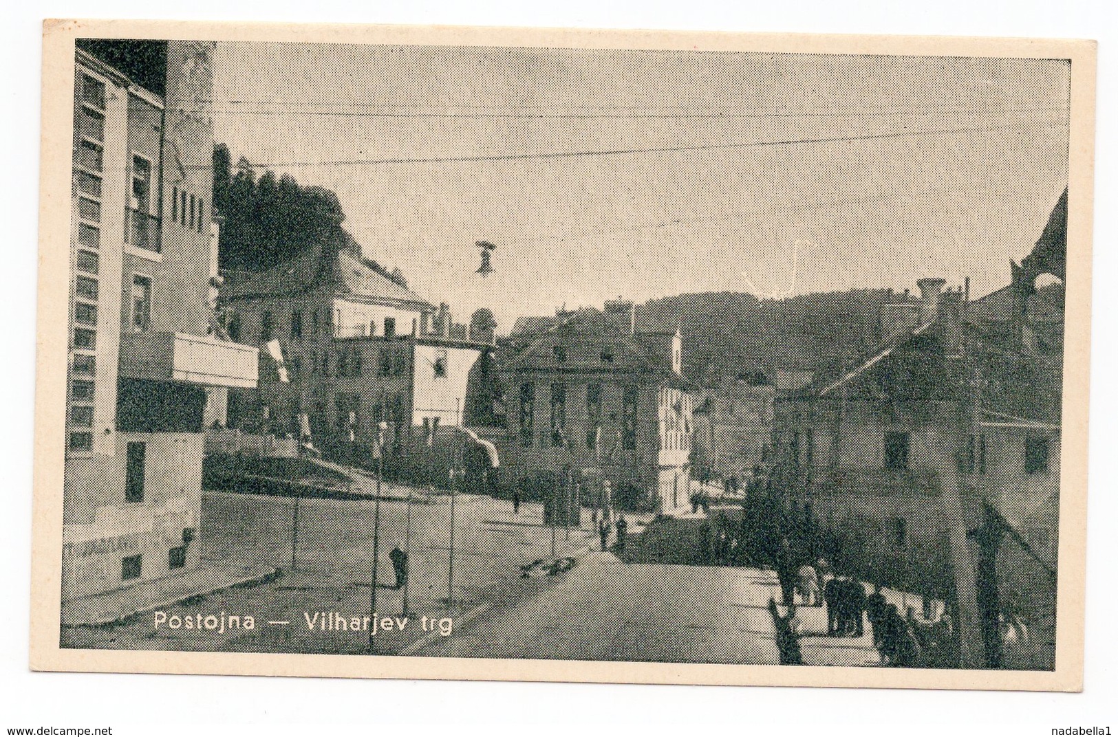 YUGOSLAVIA, SLOVENIA, POST WWII, POSTOJNA, VILHARJEV SQUARE, ILLUSTRATED POSTCARD, USED - Yugoslavia