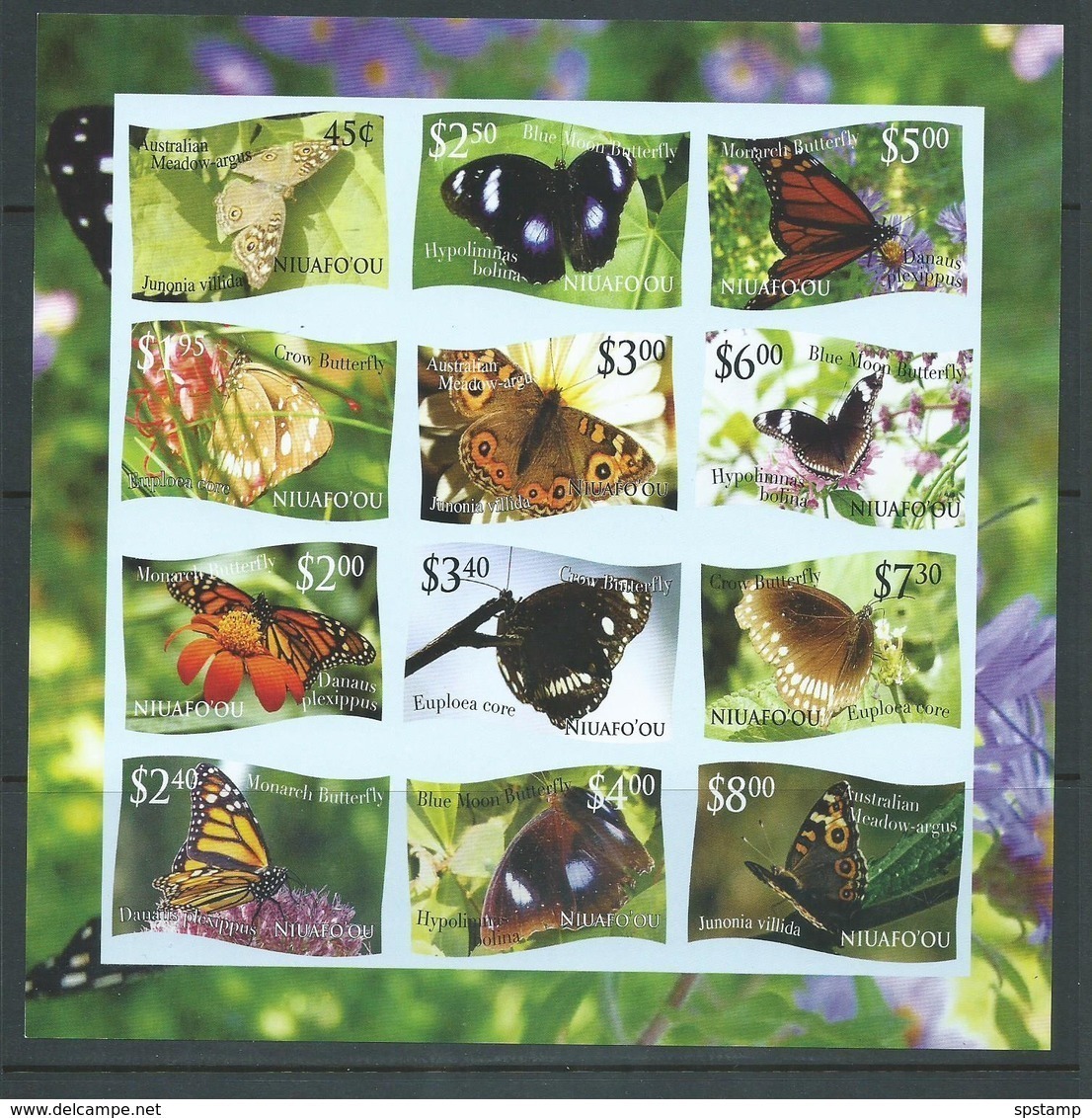 Tonga Niuafo'ou 2012 Butterfly Sheet Of 12 Imperforate MNH - Tonga (1970-...)