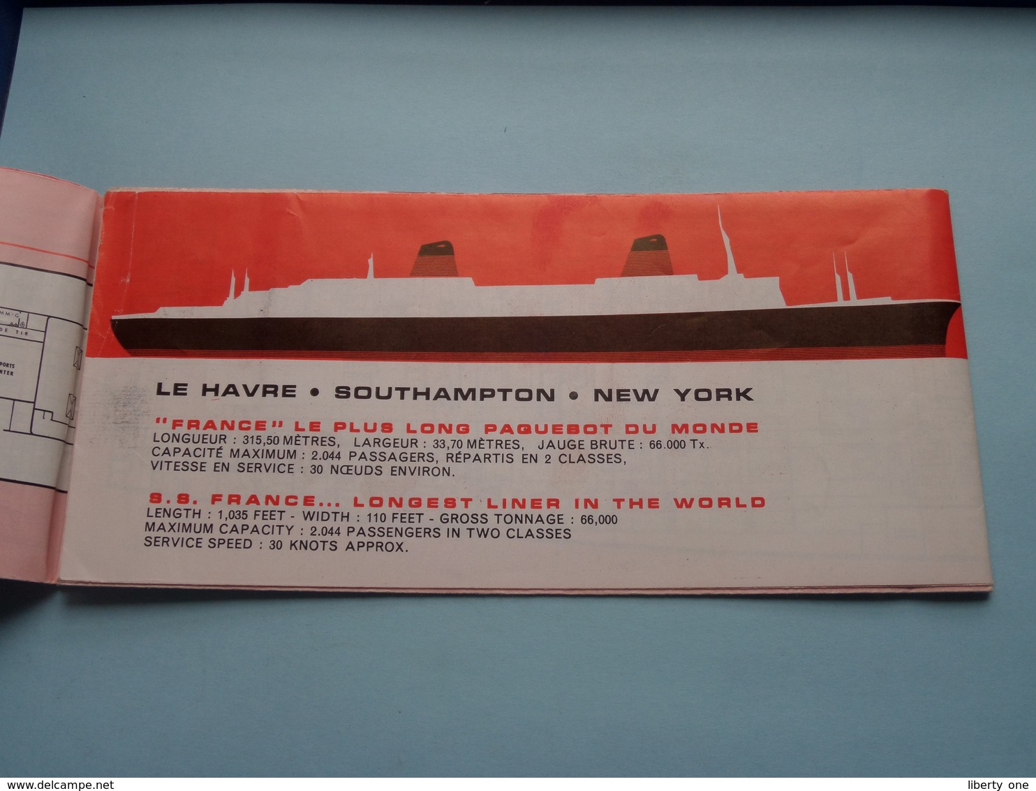 S.S. FRANCE > PLAN Miniature DECK Plan > Compagnie Générale Transatlantique " FRENCH LINE " > Printed 1969 ! - Otros & Sin Clasificación