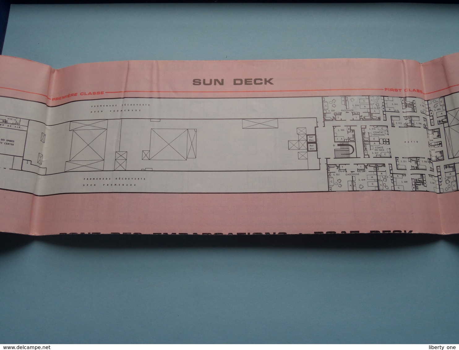 S.S. FRANCE > PLAN Miniature DECK Plan > Compagnie Générale Transatlantique " FRENCH LINE " > Printed 1969 ! - Autres & Non Classés