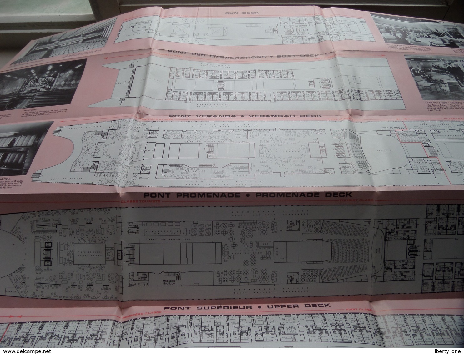 S.S. FRANCE > PLAN Miniature DECK Plan > Compagnie Générale Transatlantique " FRENCH LINE " > Printed 1969 ! - Autres & Non Classés