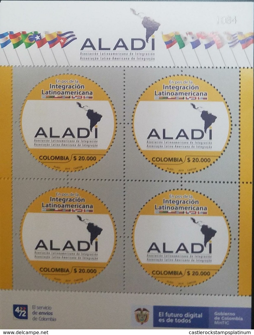 O) 2019 COLOMBIA, ODD SHAPE, ALADI - LATIN AMERICAN INTEGRATION ASSOCIATION. MEMBER COUNTRY FLAGS. DEVELOPING -BALANCE - - Colombia