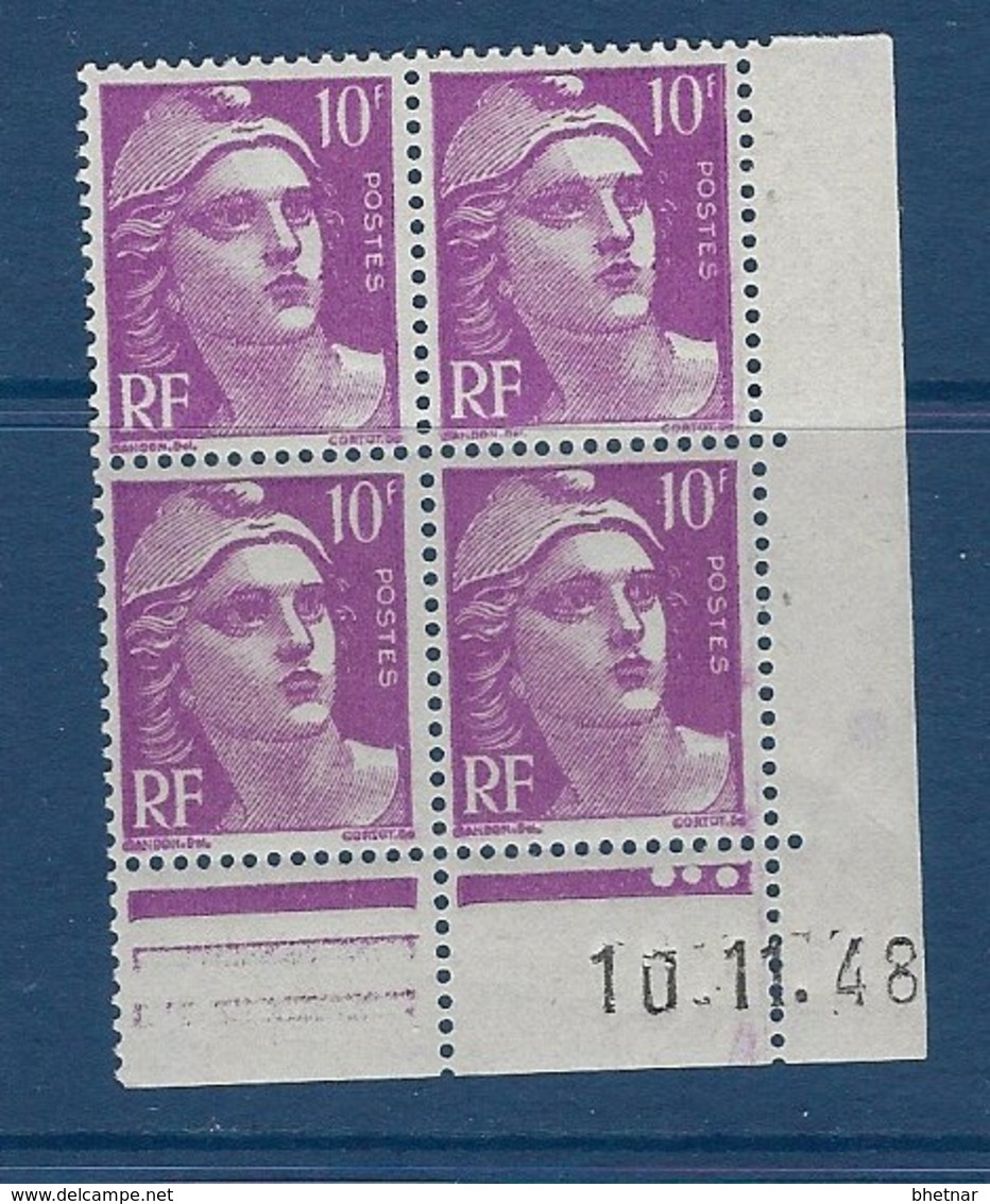 FR Coins Datés YT 811 " Gandon 10F Lilas " Neuf** Du 10.11.48 - 1940-1949