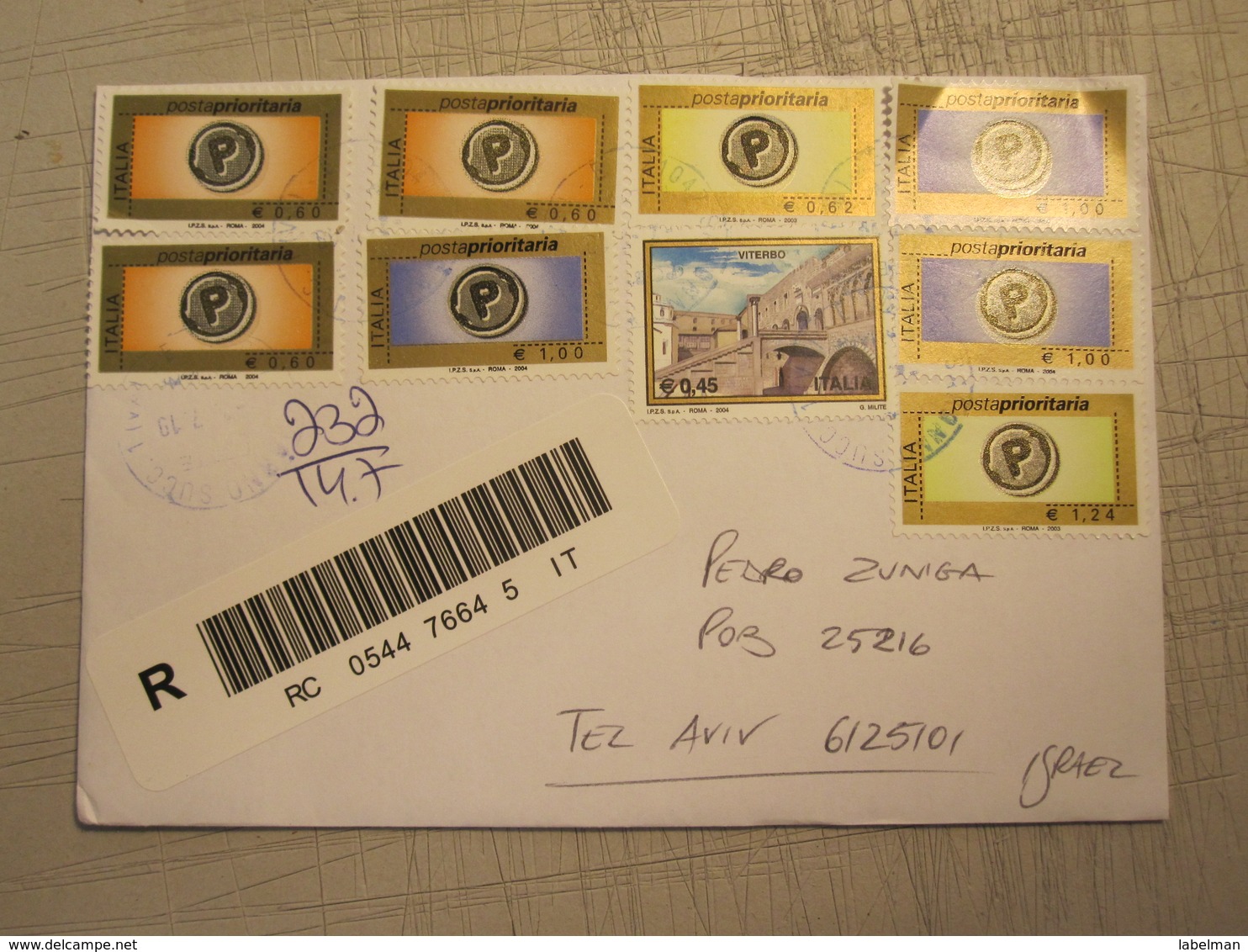 SARCNNO ROMA ITALIA ITALY COVER LETTER ENVELOPE STAMP AIRMAIL CACHET - Etiketten Van Hotels