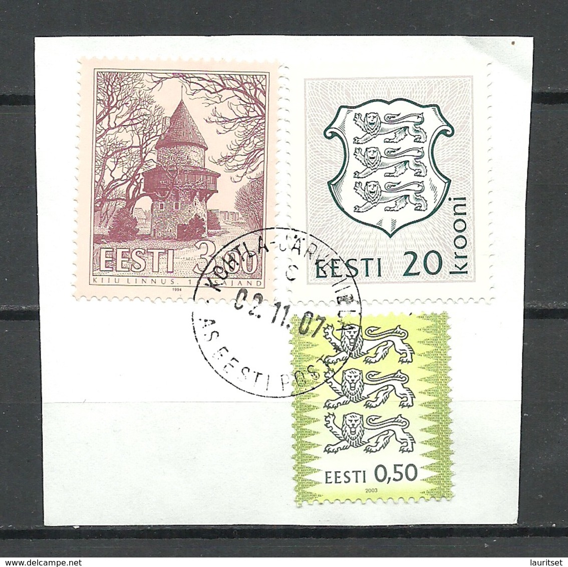 Estland Estonia 1993/94 Michel 212 Coat Of Arms Etc Auf D. Briefstück O Kohtla-Järve 2007 - Estonia