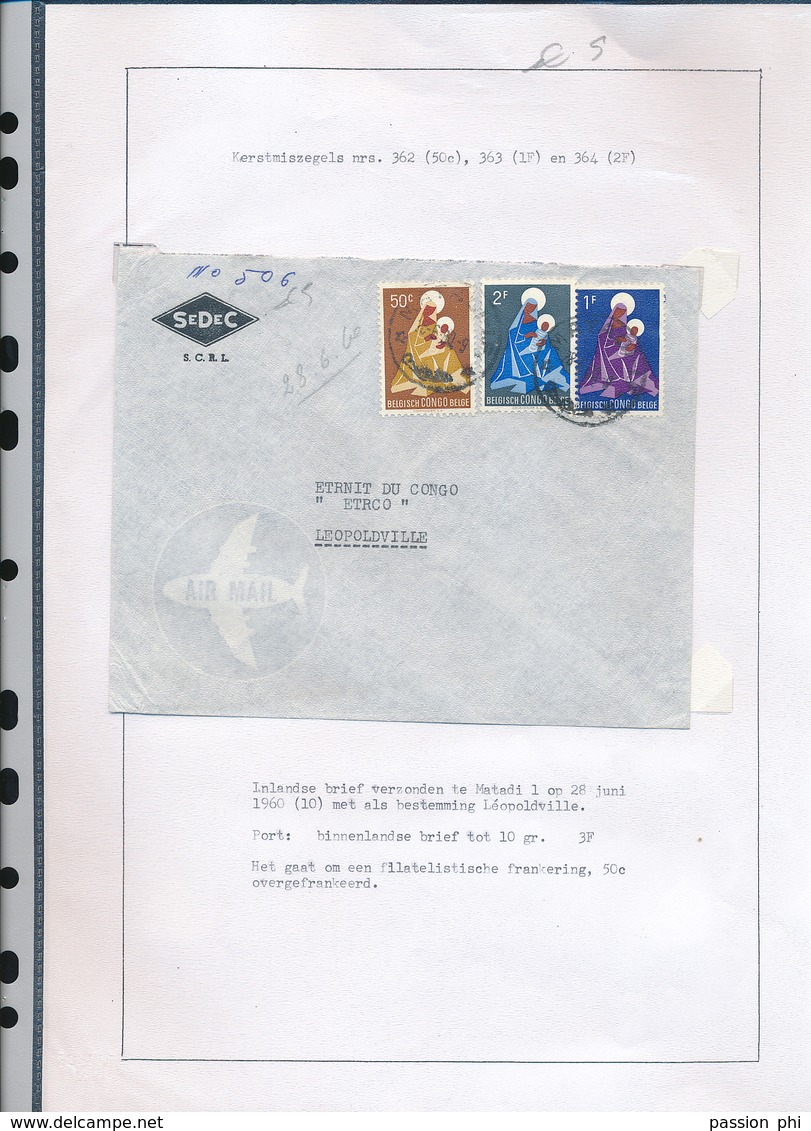 BELGIAN CONGO MADONNA INLAND COVER FROM MATADI TO LEO. 28.06.60 - Briefe U. Dokumente