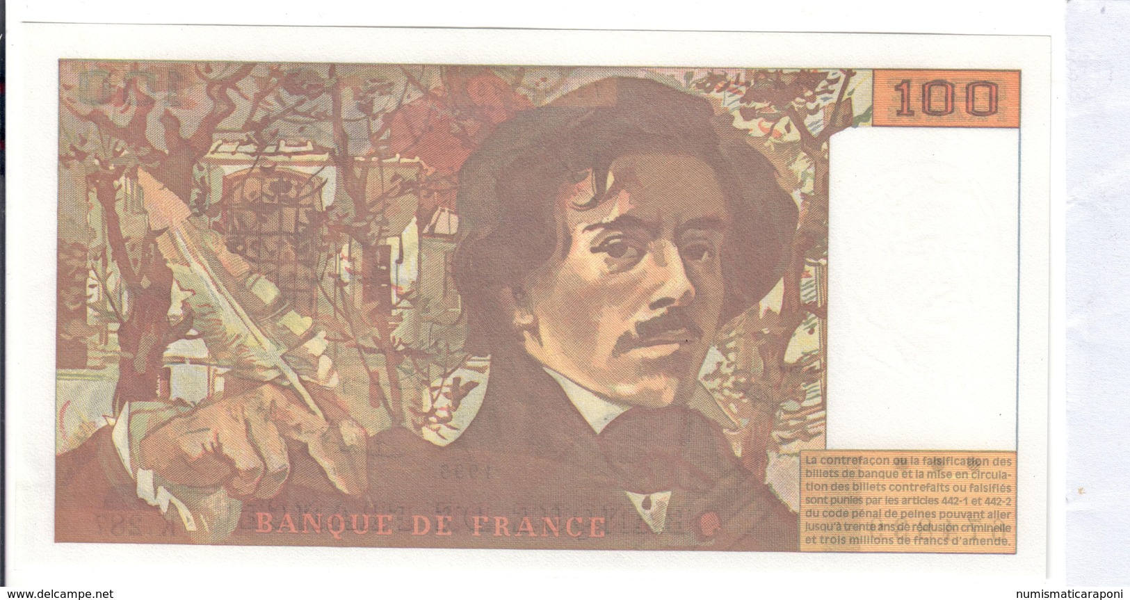 Francia 100 Francs 1978-1995 Delacroix'1995, KM:154h, Q.FDS About Unc Lotto 2680 - 100 F 1978-1995 ''Delacroix''