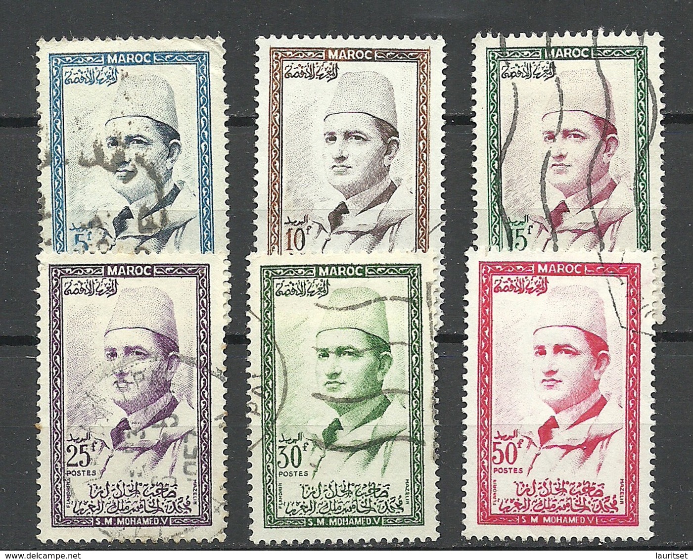 Marocco 1956/57 = 6 Stamps From Set Michel 408 - 414 Mohammed V O - Morocco (1956-...)